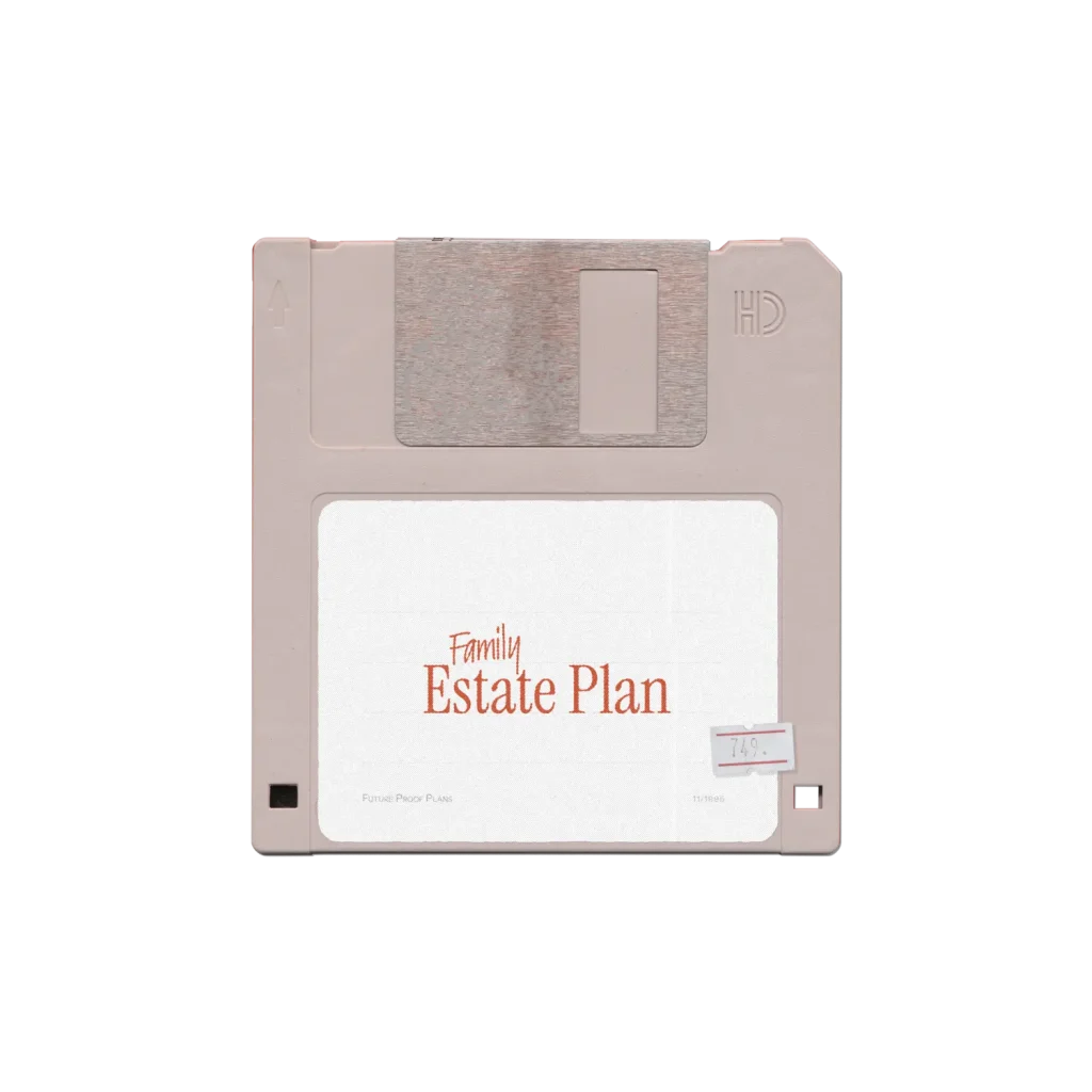 Estate plan pink silver floppy disk mockup