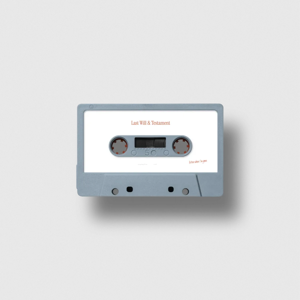 Last will & testament blue casette mockup